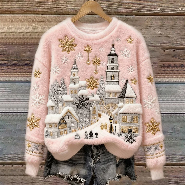 Kenisha - Maglione Accogliente con Ricamo Natalizio Innevato - Image 3