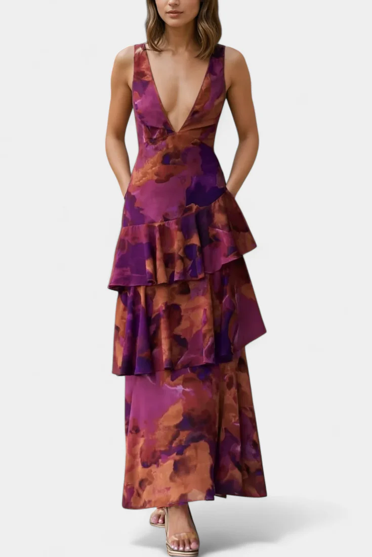 Kensie - Abito In Chiffon Con Scollo a V e Strati Fluenti - Image 2