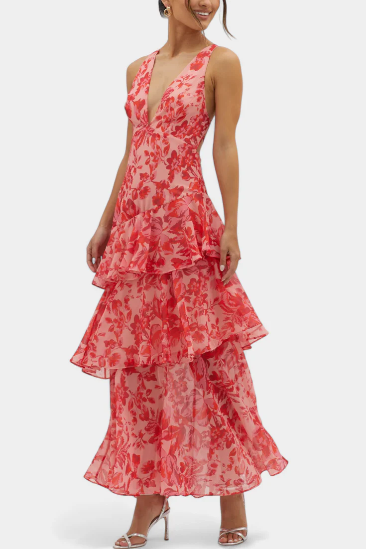 Kensie - Abito In Chiffon Con Scollo a V e Strati Fluenti - Image 4