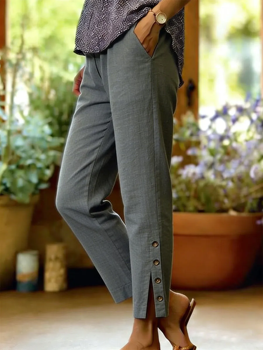 Kileza - Pantaloni Casual Dalla Vestibilità Ampia Con Bottoni - Image 2