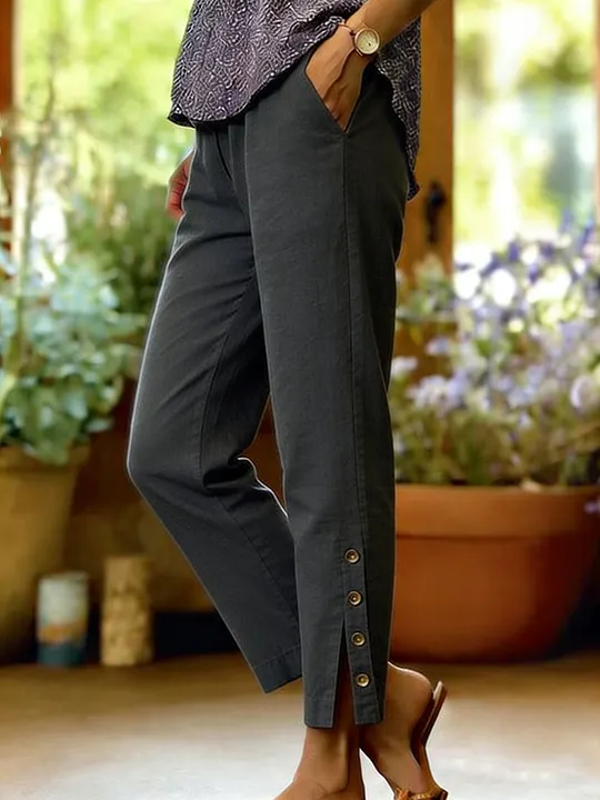 Kileza - Pantaloni Casual Dalla Vestibilità Ampia Con Bottoni - Image 3