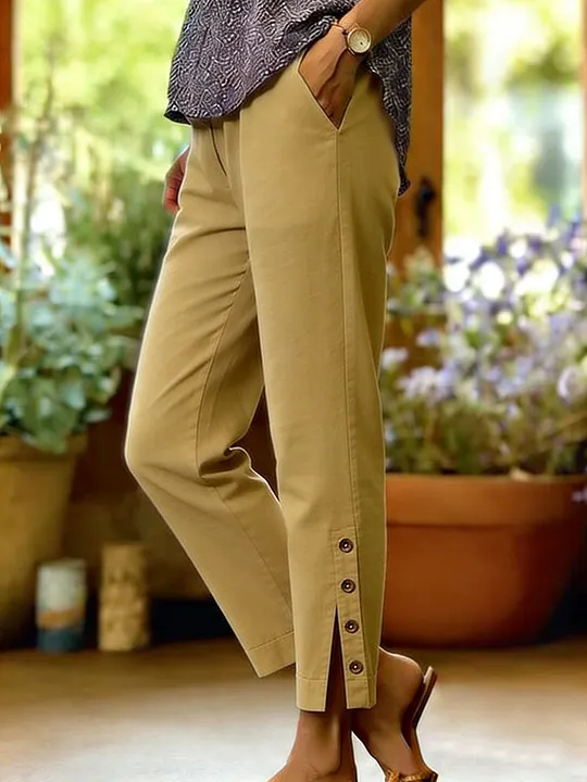 Kileza - Pantaloni Casual Dalla Vestibilità Ampia Con Bottoni - Image 4