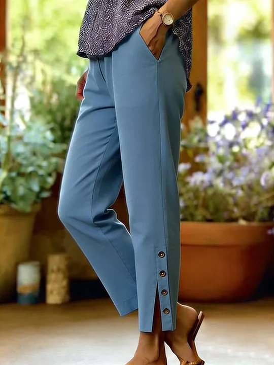 Kileza - Pantaloni Casual Dalla Vestibilità Ampia Con Bottoni - Image 5