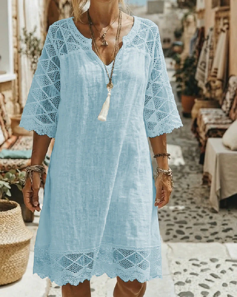 Kilina - Abito Patchwork in Pizzo Con Scollo a V - Image 10