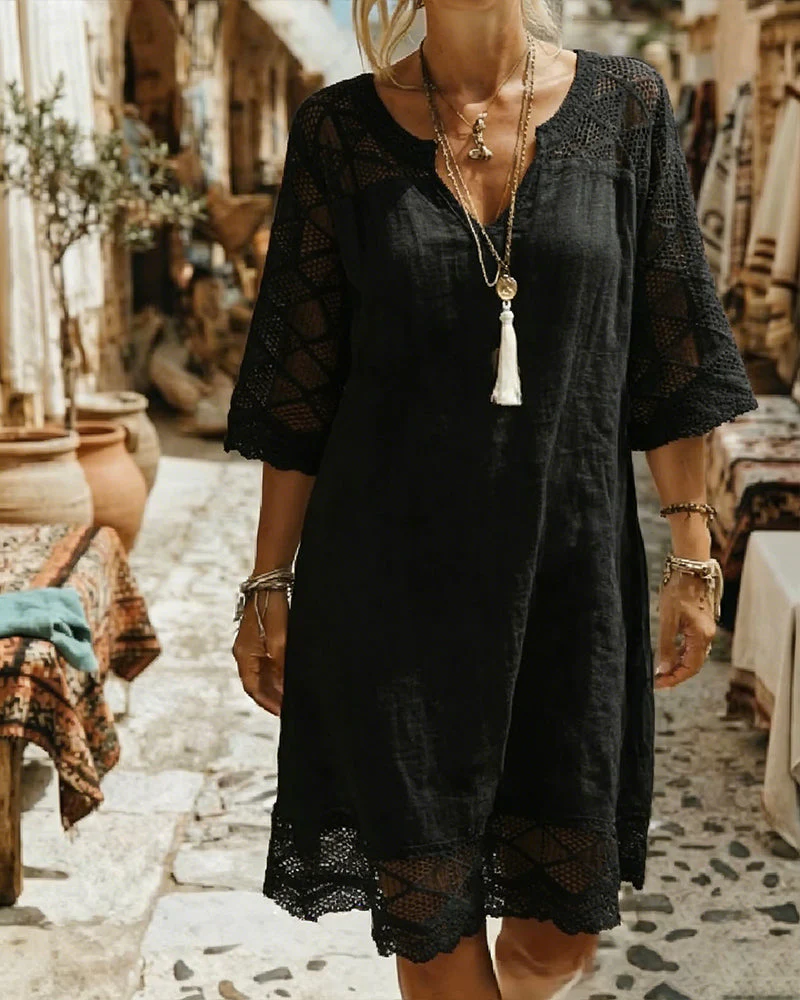 Kilina - Abito Patchwork in Pizzo Con Scollo a V - Image 8