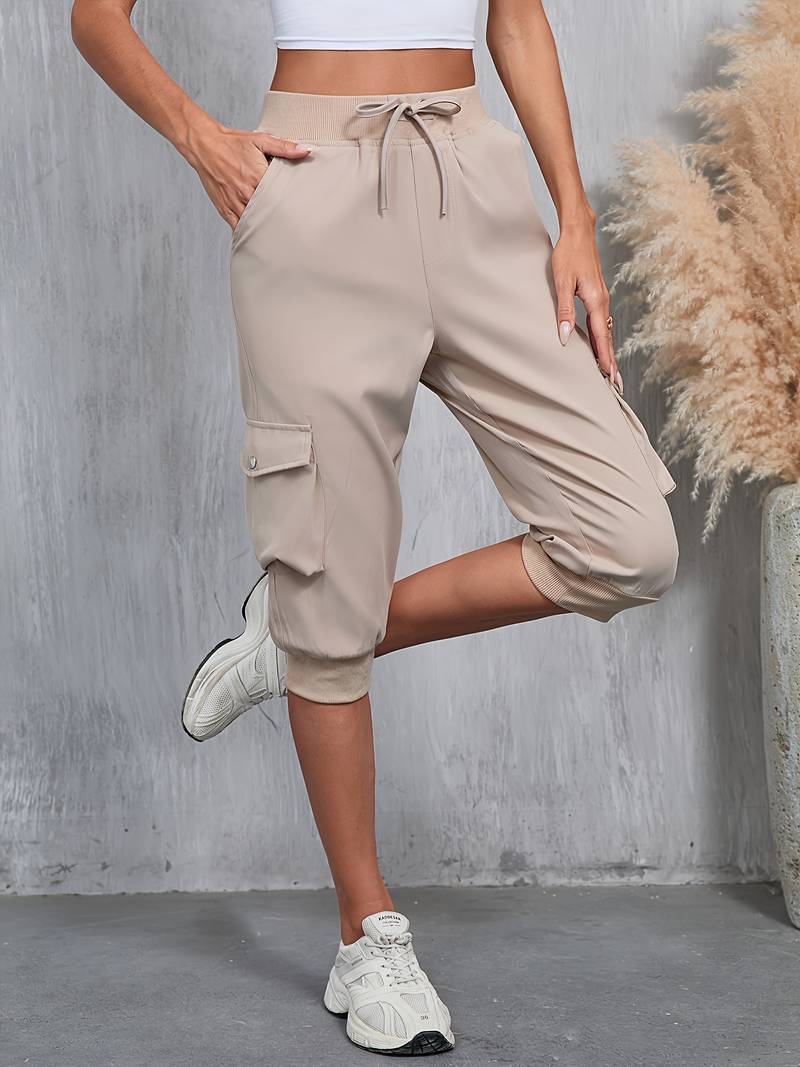Kirabo - Pantaloni Cargo Estivi Con Tasche Multiple E Elastico a Costine - Image 3