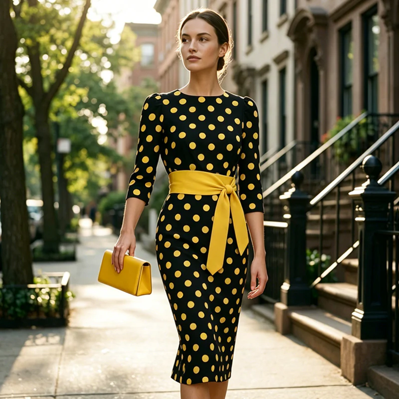 Konila - Elegante Abito Retrò a Pois - Image 2