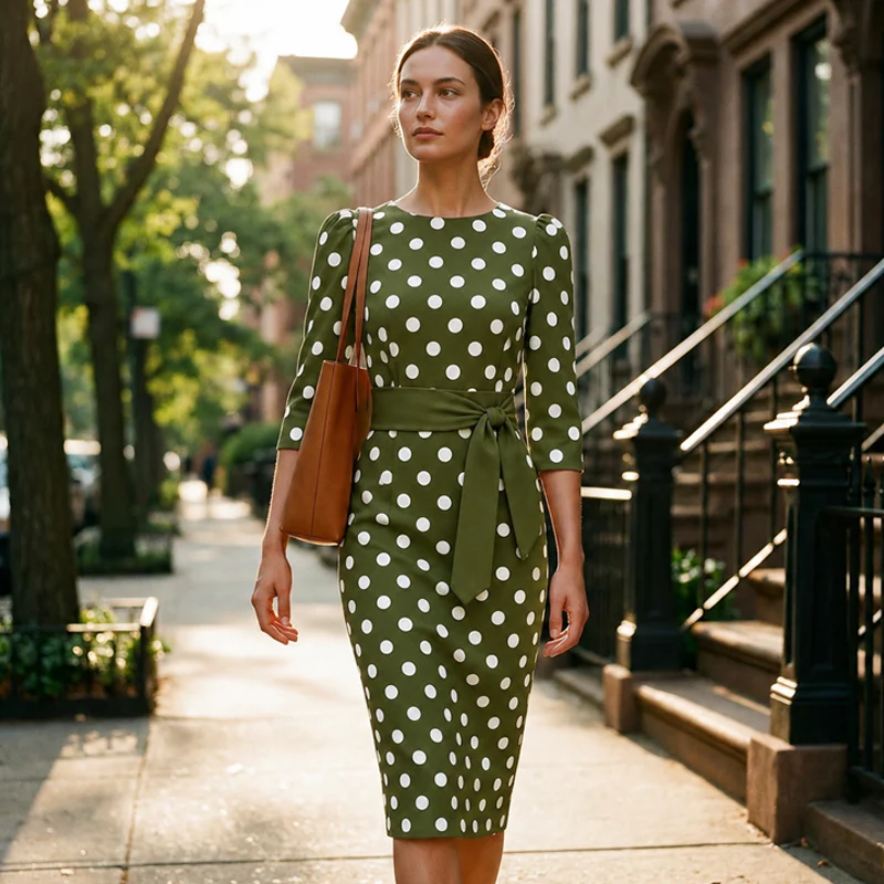 Konila - Elegante Abito Retrò a Pois - Image 5
