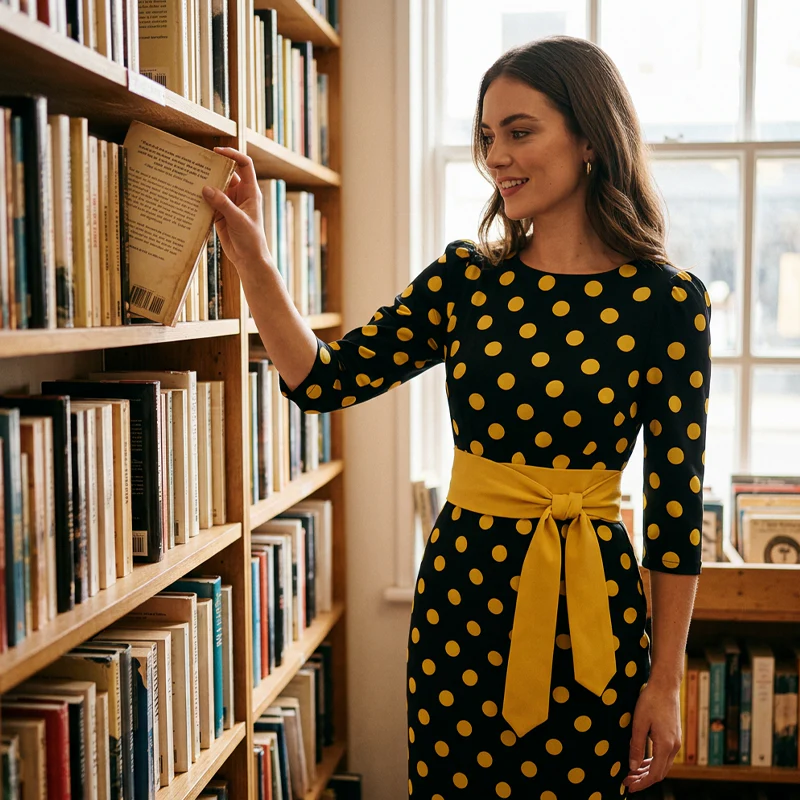 Konila - Elegante Abito Retrò a Pois - Image 8