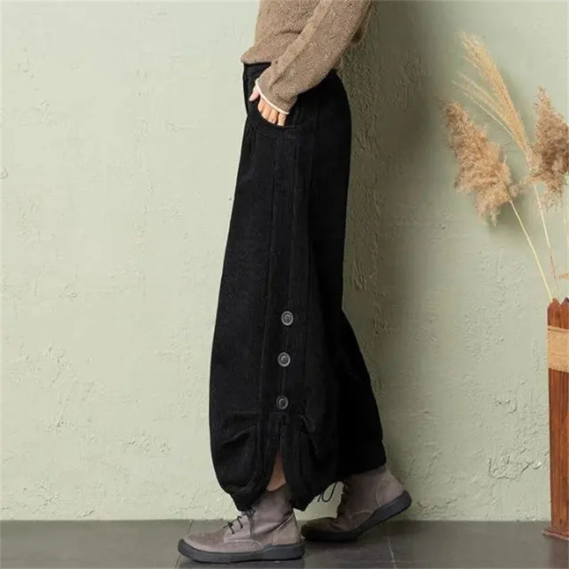 Krystal - Velluto a Coste Dividere Velluto Harem Pantalone - Image 4