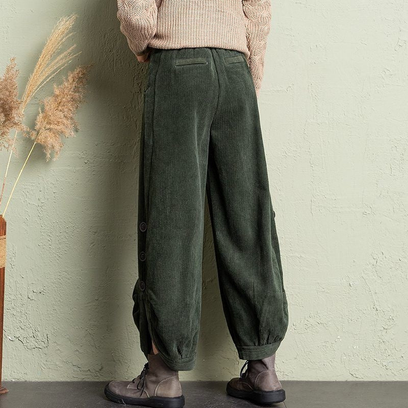 Krystal - Velluto a Coste Dividere Velluto Harem Pantalone - Image 6