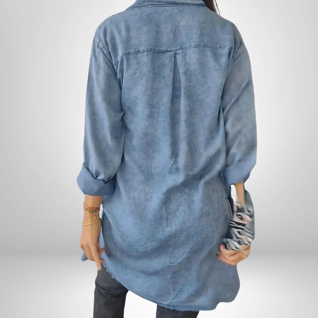 Krystyna - Elegante Giacca in Denim Con Colletto e Maniche Lunghe - Image 6