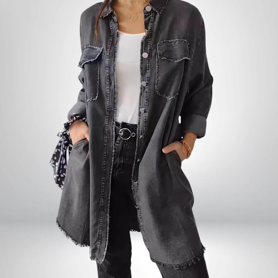Krystyna - Elegante Giacca in Denim Con Colletto e Maniche Lunghe - Image 7