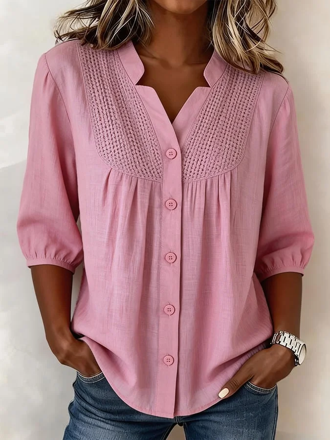 Laadina - Top Casual in Cotone a Maniche Corte - Image 2