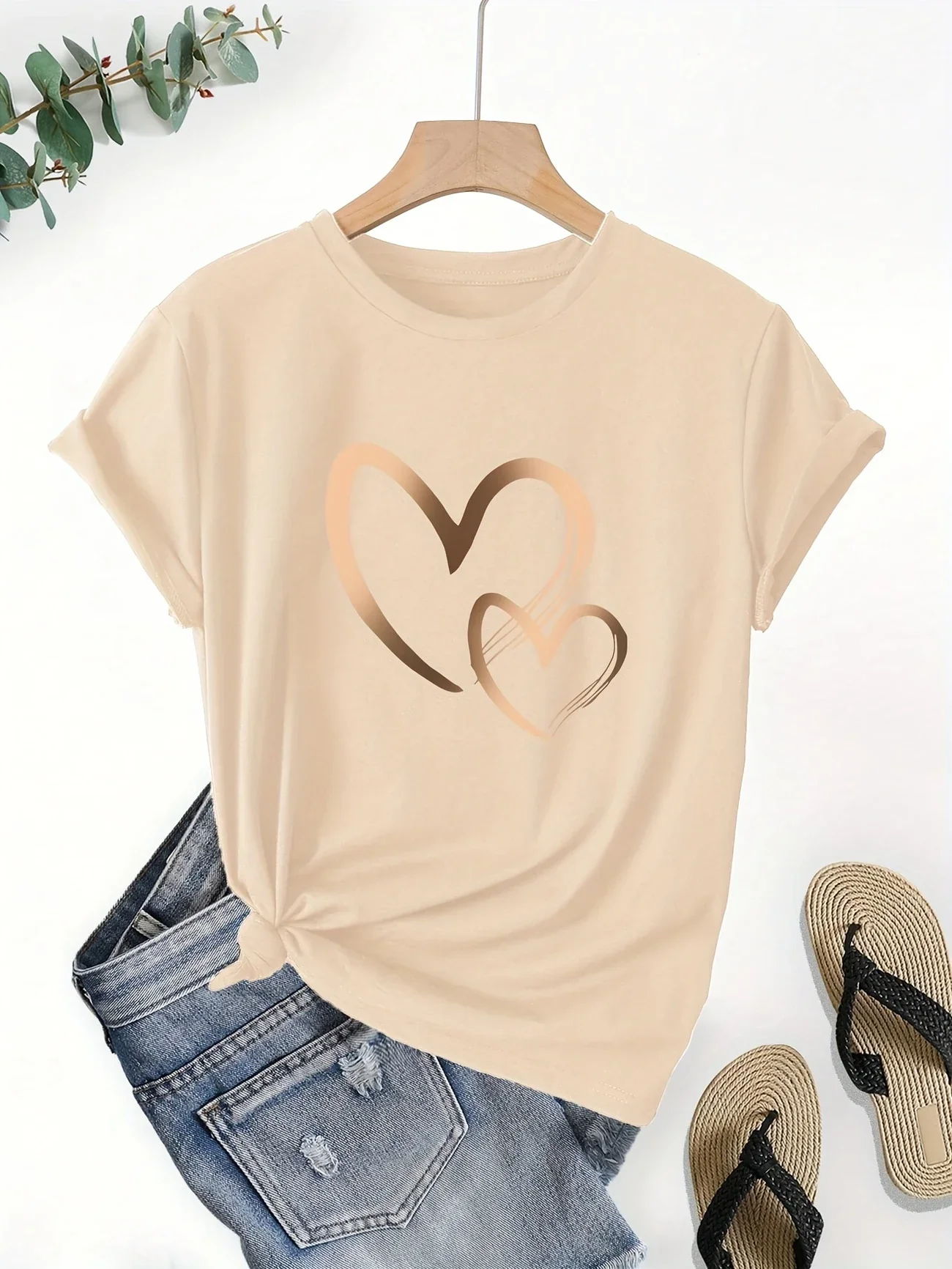 Larson - Casual Manica Corta Maglietta Con Stampa Cuore - Image 4