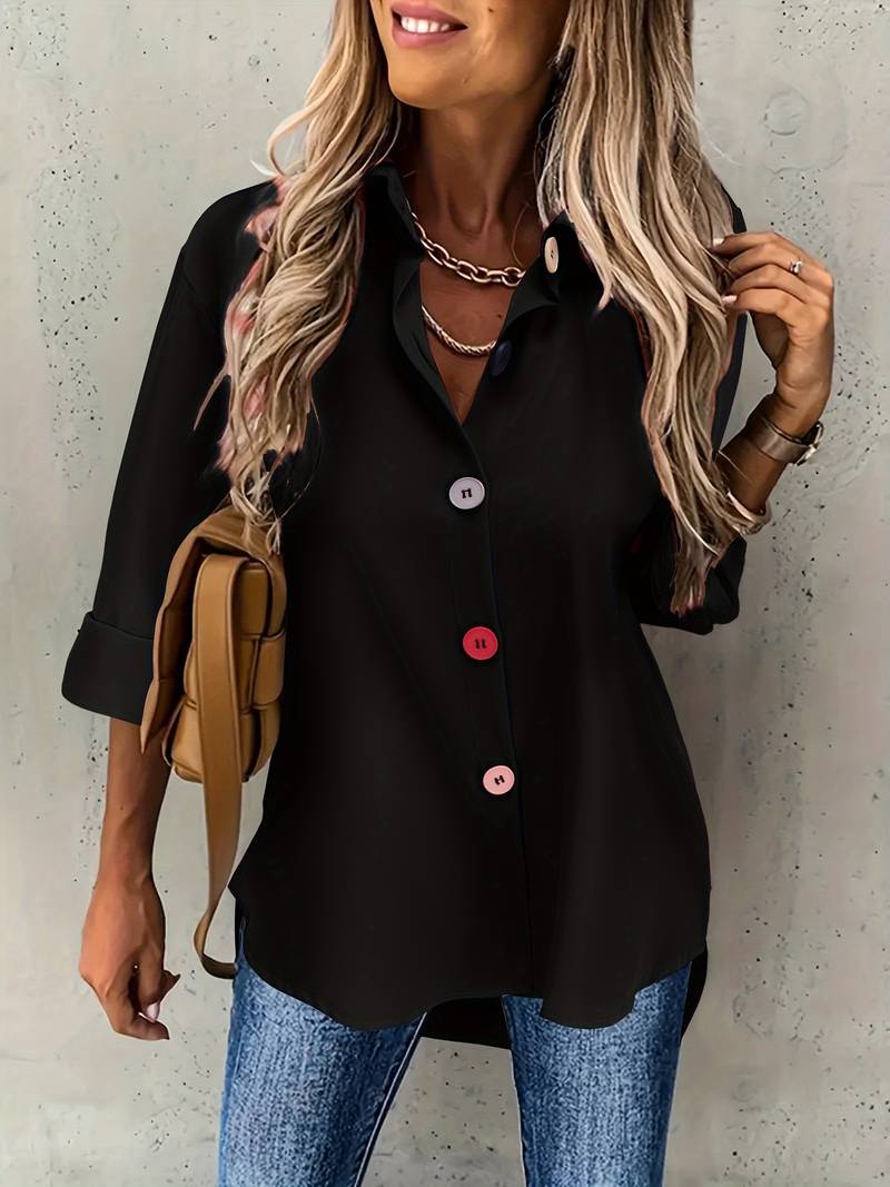 Lasangi - Camicia Casual a Maniche Lunghe Con Bottoni Multipli - Image 2