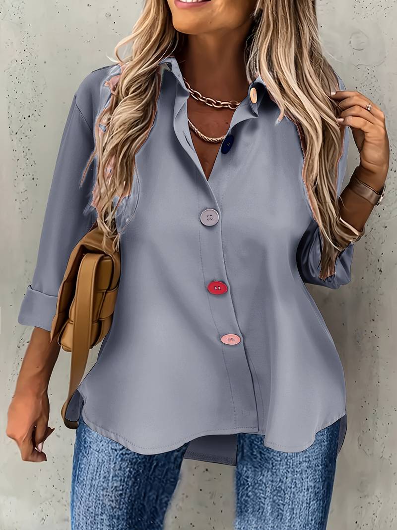 Lasangi - Camicia Casual a Maniche Lunghe Con Bottoni Multipli - Image 4