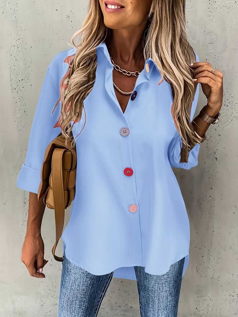 Lasangi - Camicia Casual a Maniche Lunghe Con Bottoni Multipli - Image 9