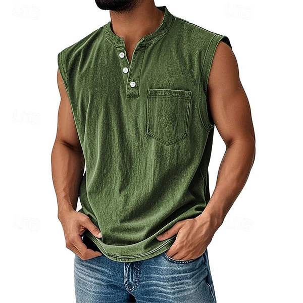 Latrell - Canotta Henley Senza Maniche Con Tasca - Image 8