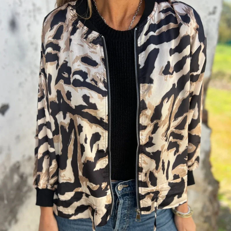 Leezi - Giacca Bomber Con Cerniera e Stampa Zebrata - Image 3