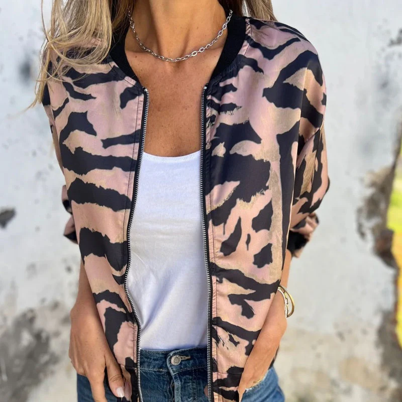 Leezi - Giacca Bomber Con Cerniera e Stampa Zebrata - Image 7