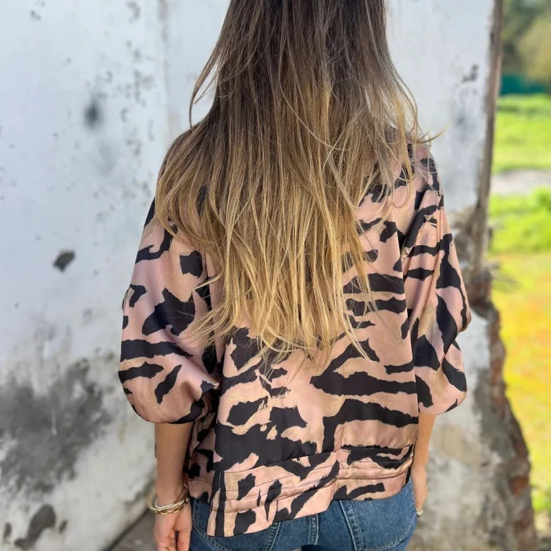 Leezi - Giacca Bomber Con Cerniera e Stampa Zebrata - Image 9