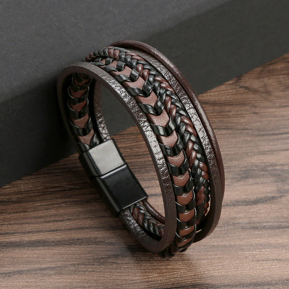 Lennart - Bracciale Intrecciato in Corda di Cuoio Multistrato - Image 3