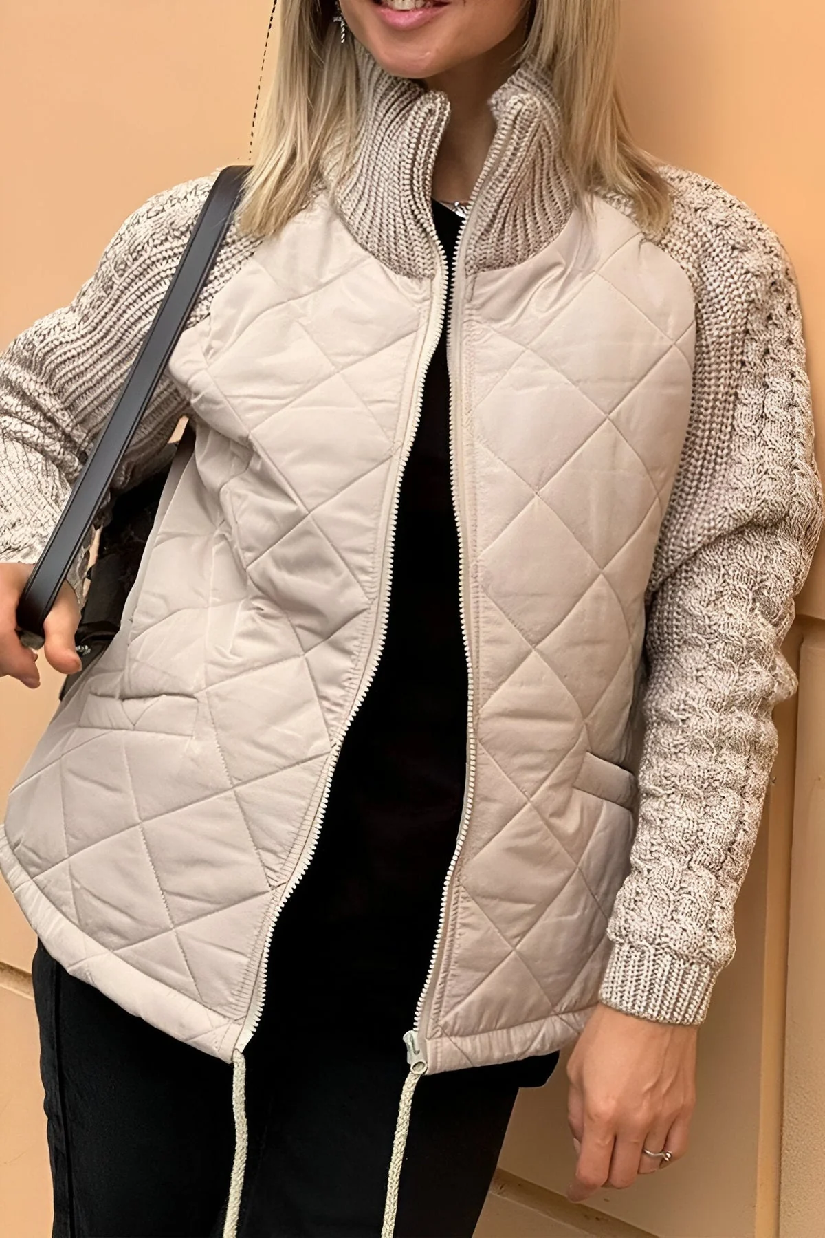 Leonarda - Lavorata a Maglia Patchwork Giacca con Cerniera - Image 6