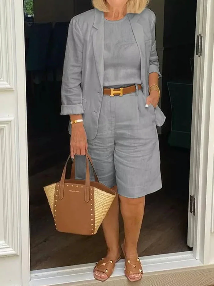Leontina - Completo Casuale Con Blazer e Pantaloncini - Image 4
