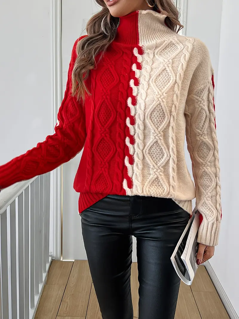 Leovia - Elegante Maglione a Righe Con Collo Alto - Image 3