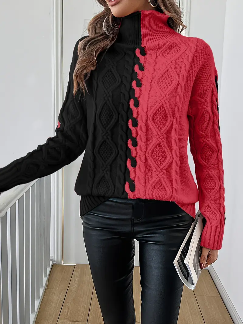 Leovia - Elegante Maglione a Righe Con Collo Alto - Image 4