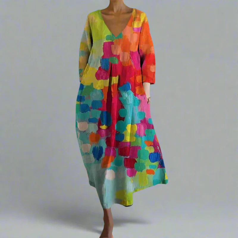 Leticia - Abito Colorato Con Scollo a V