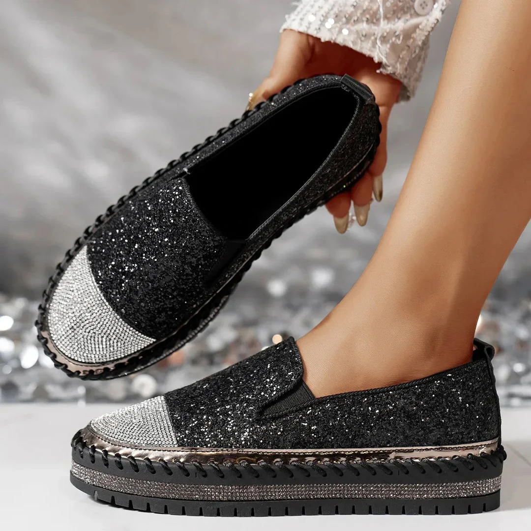 Lizka - Mocassini Con Plateau Glitter e Strass - Image 10
