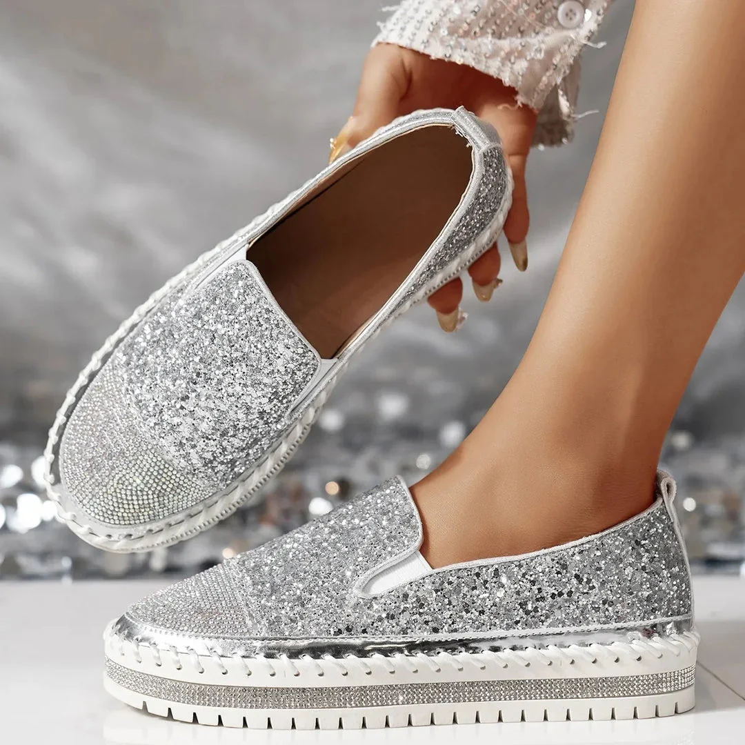Lizka - Mocassini Con Plateau Glitter e Strass - Image 11