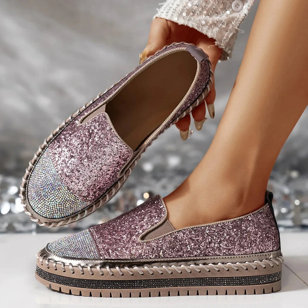 Lizka - Mocassini Con Plateau Glitter e Strass - Image 12