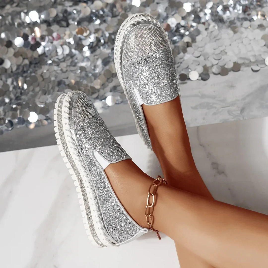 Lizka - Mocassini Con Plateau Glitter e Strass - Image 3