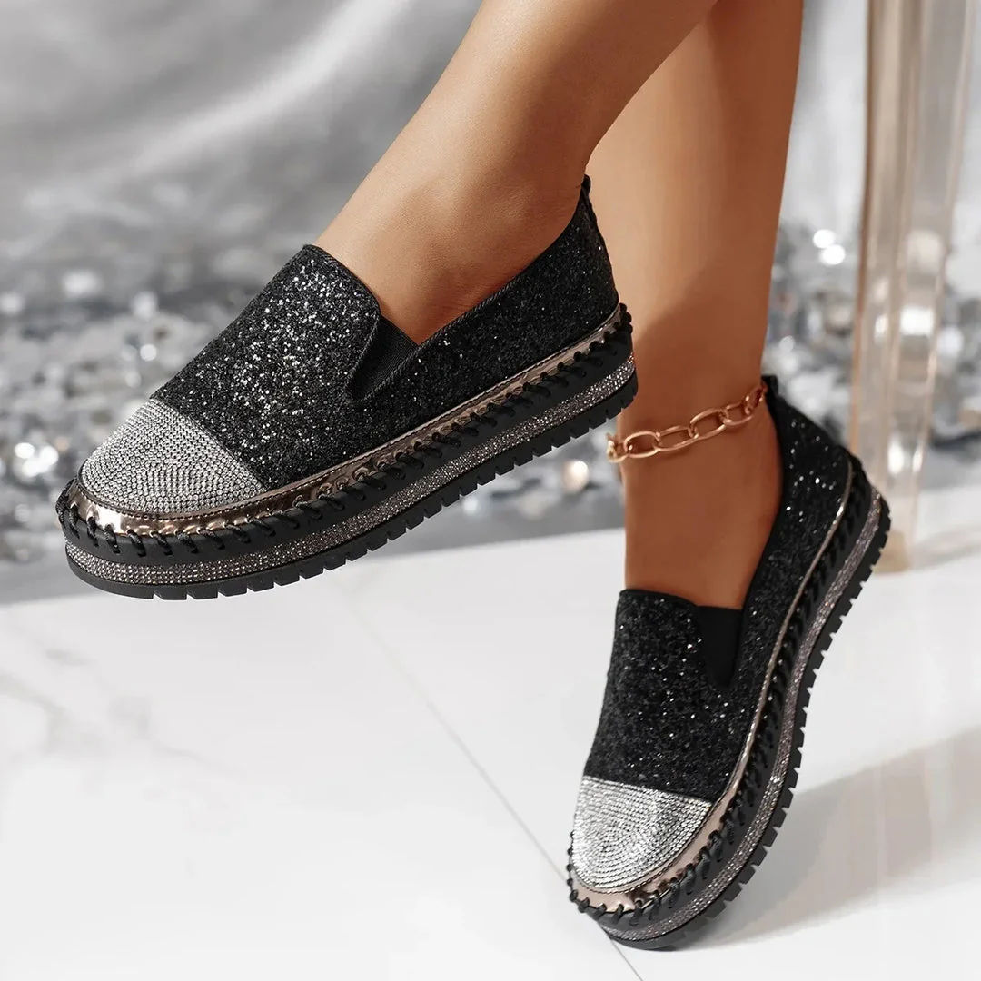 Lizka - Mocassini Con Plateau Glitter e Strass - Image 4