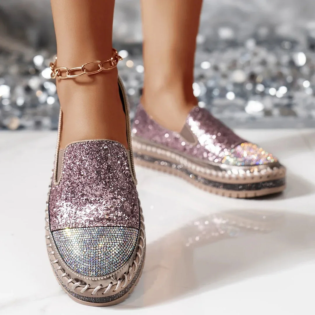 Lizka - Mocassini Con Plateau Glitter e Strass - Image 6