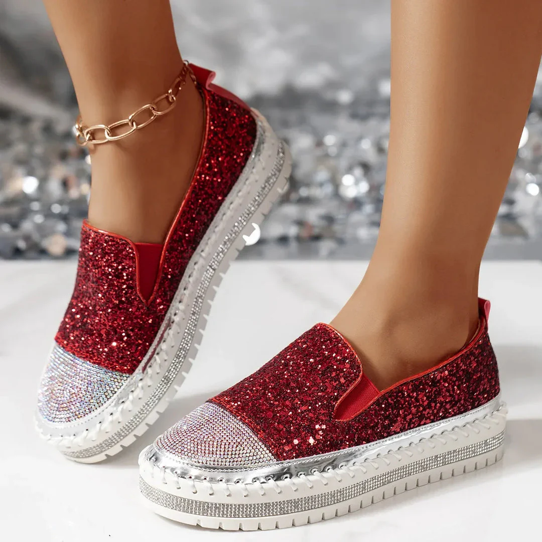 Lizka - Mocassini Con Plateau Glitter e Strass - Image 7