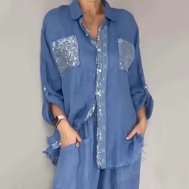 Lizy - Set Composto Da Camicetta e Pantaloni Con Paillettes - Image 2