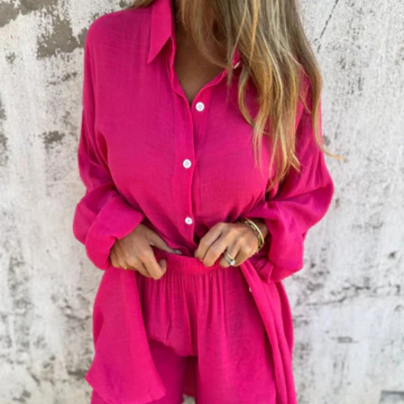 Lorelie - Set Due Pezzi Con Camicia e Pantaloncini a Maniche Lunghe - Image 4