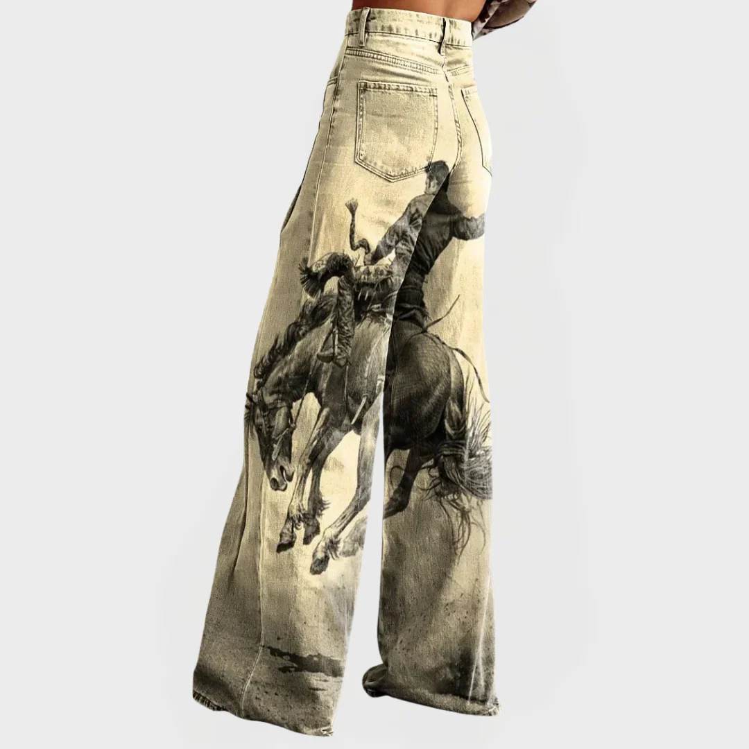 Lottie - Jeans in Denim a Gamba Larga con Stampa Western - Image 2