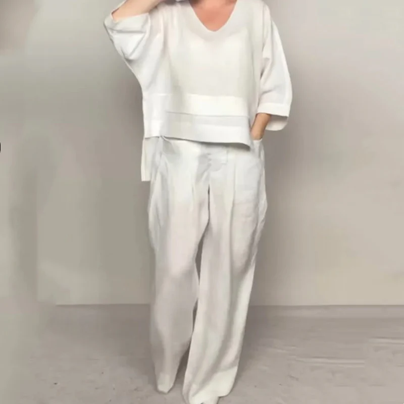 Louna - Elegante Completo Due Pezzi In Cotone e Lino - Image 6