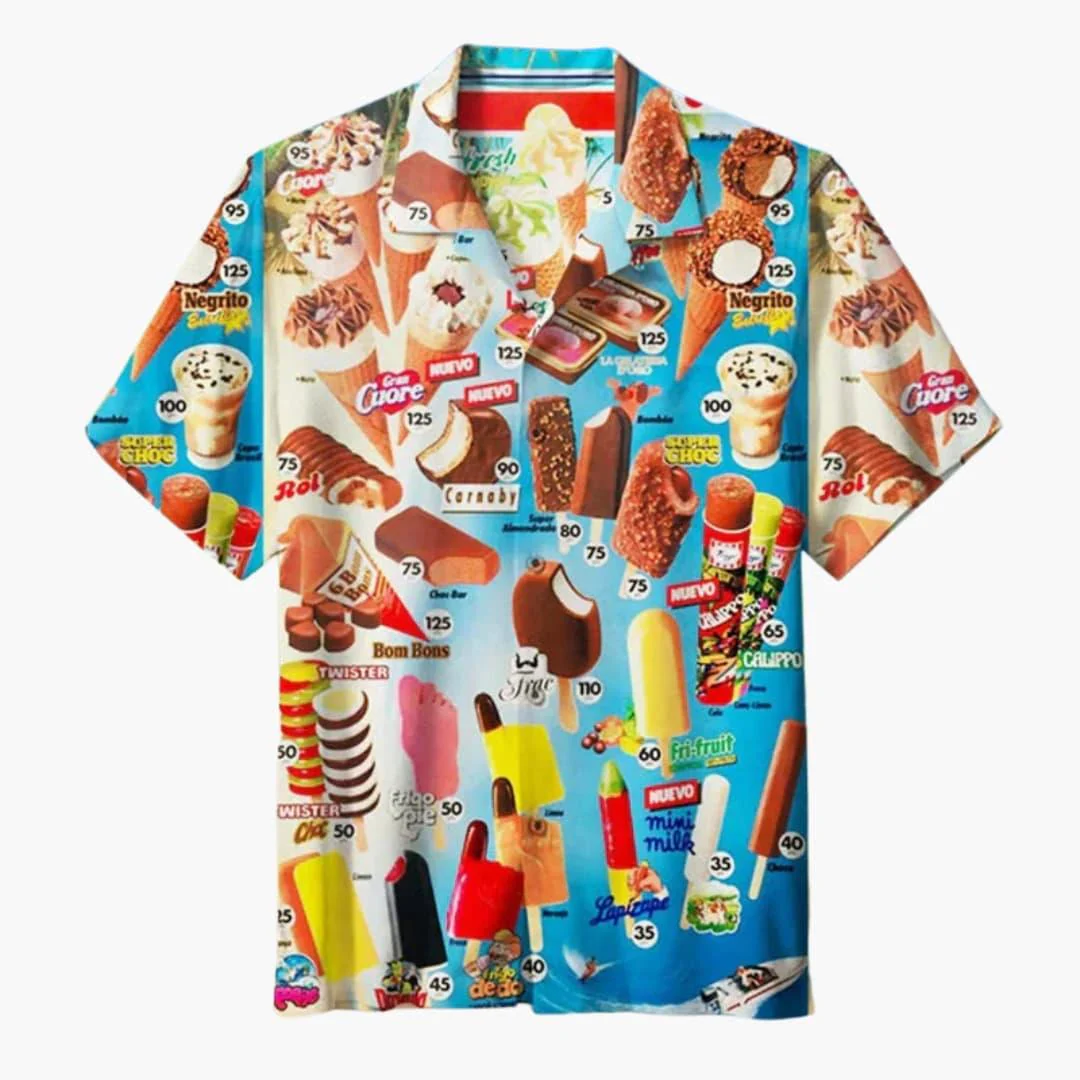 Lubomir - Elegante Camicia Estiva Con Stampa Gelato - Image 4