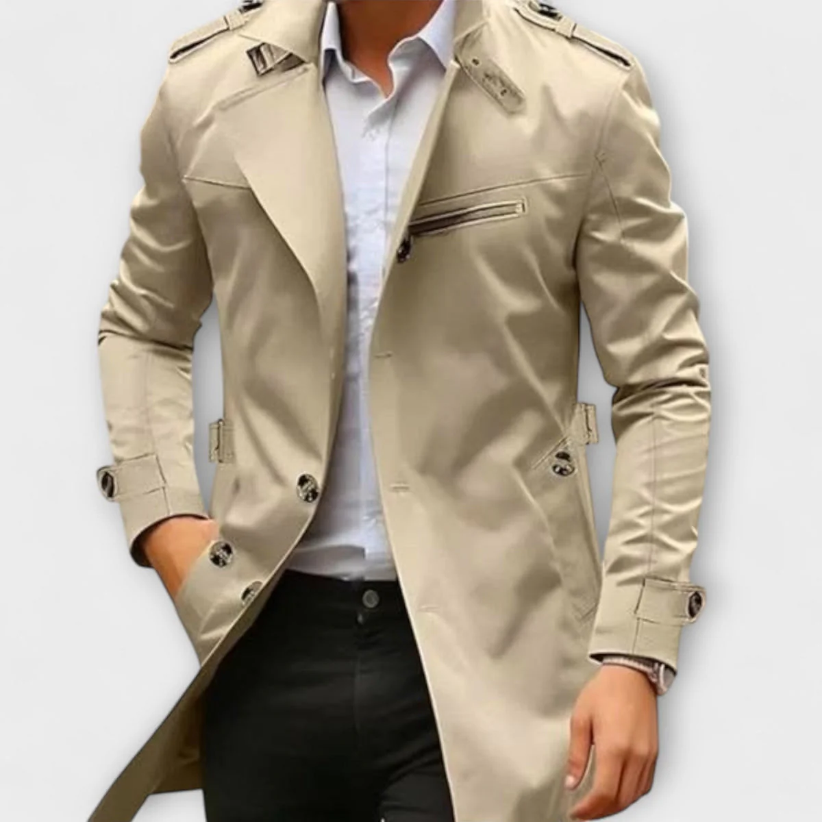 Ludovic - Comoda Giacca Trench Con Bottoni
