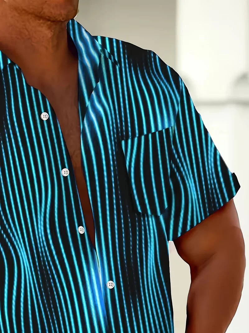 Ludwig - Camicia Casual Con Stampa a Righe Artistiche - Image 3