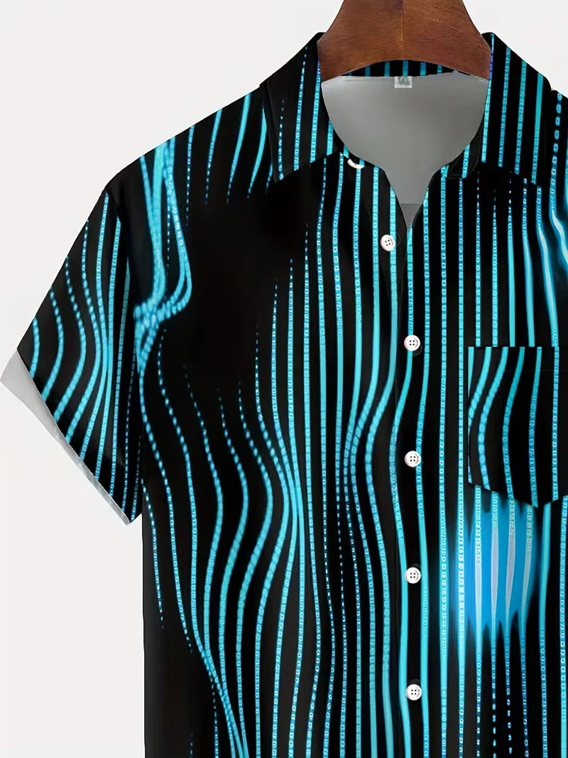 Ludwig - Camicia Casual Con Stampa a Righe Artistiche - Image 4