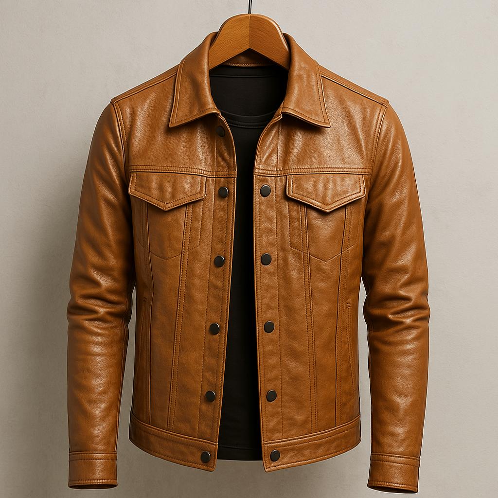 Lulzim - Casual Vestibilità Magro Pelle Giacca - Image 2