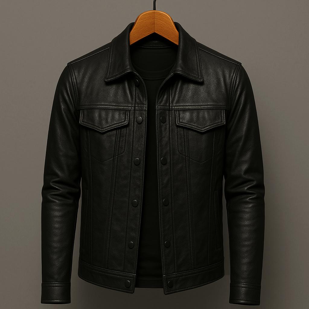 Lulzim - Casual Vestibilità Magro Pelle Giacca - Image 3