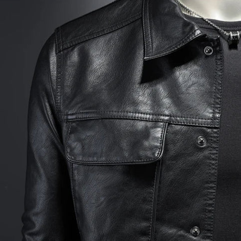 Lulzim - Casual Vestibilità Magro Pelle Giacca - Image 5
